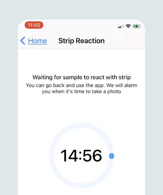 MyNicotineTest Phone App Strip Test screen